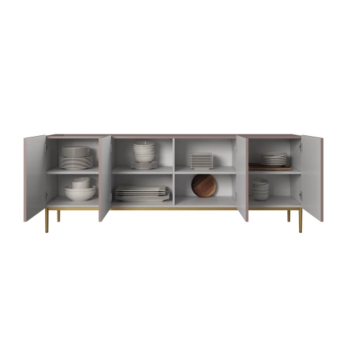 Komoda Nicole 200 cm na metalowych nogach - antyczny róż / złote nóżki - Limitowana oferta